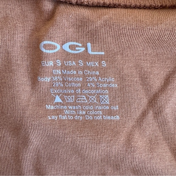 OGL Light Thermal V Neck Surplice Long Sleeve Top Women Size S Light Brown - Picture 7 of 9